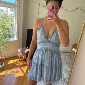 Elegant Blue Sleeveless Dress